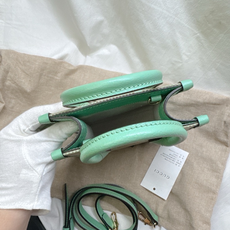 全新Gucci薄荷綠mini帆布手提斜背托特包 Jumbo-3