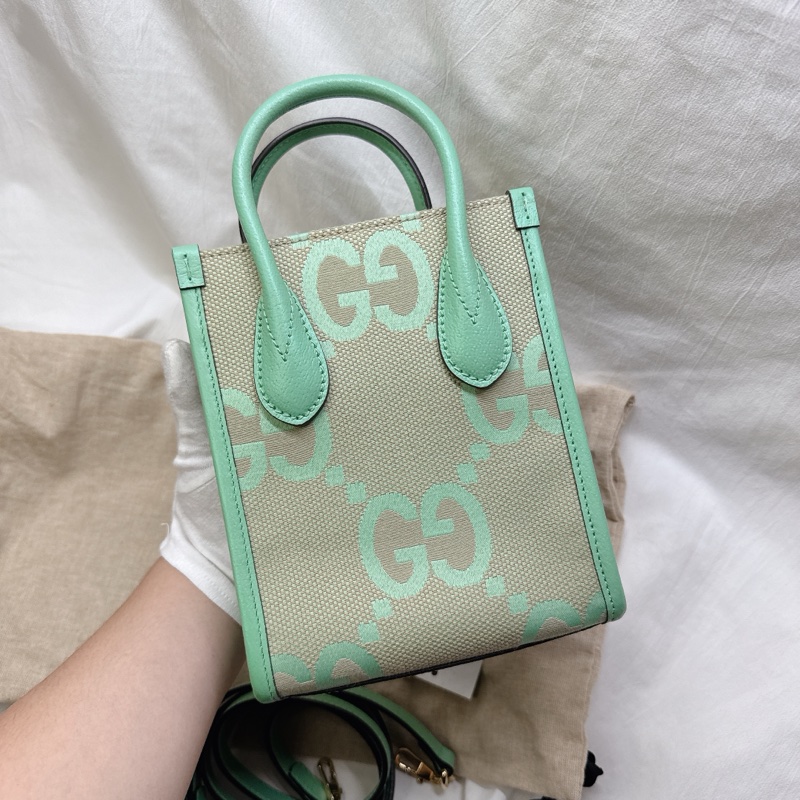 全新Gucci薄荷綠mini帆布手提斜背托特包 Jumbo-6