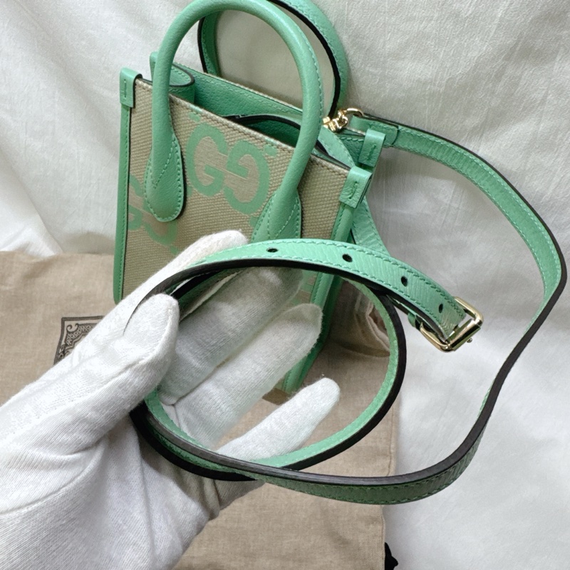 全新Gucci薄荷綠mini帆布手提斜背托特包 Jumbo-13