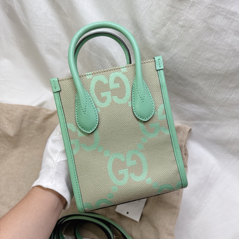 全新Gucci薄荷綠mini帆布手提斜背托特包 Jumbo-25