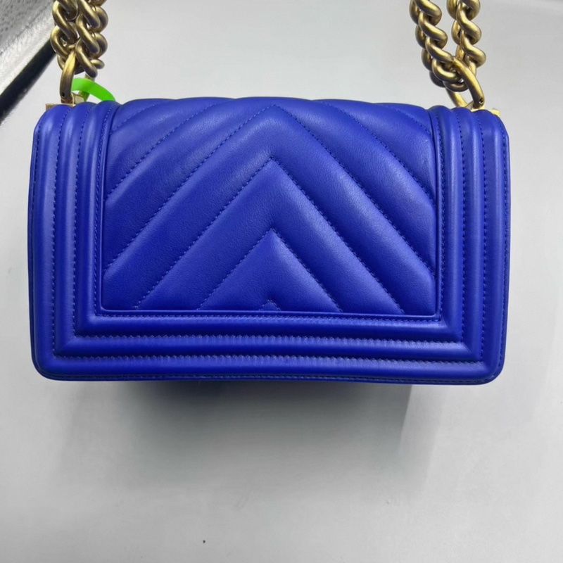 香奈兒+leboy+牛皮+藍色+V紋+小號+有卡+27開-1