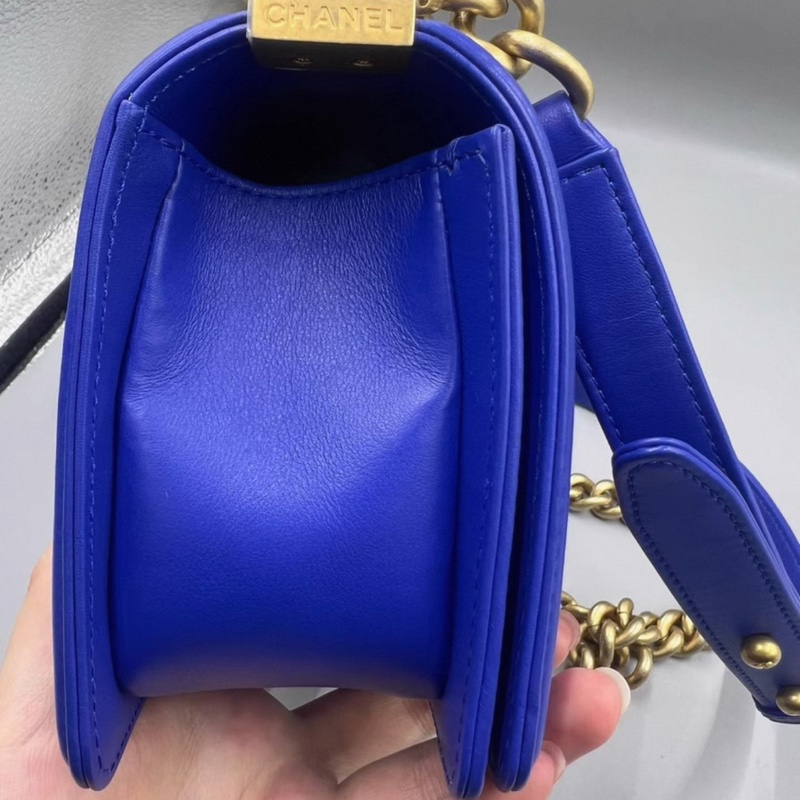 香奈兒+leboy+牛皮+藍色+V紋+小號+有卡+27開-2