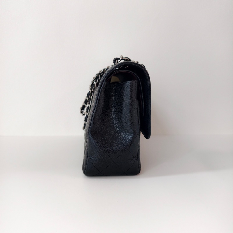 Chanel香奈兒 CF jumbo 荔枝牛黑銀-2