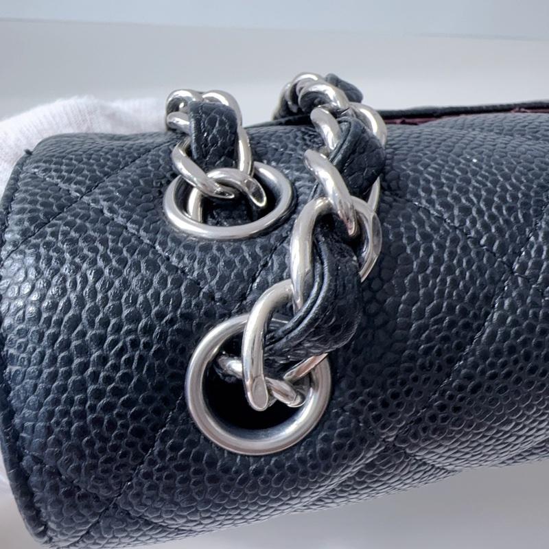 Chanel香奈兒 CF jumbo 荔枝牛黑銀-9