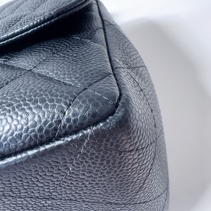 Chanel香奈兒 CF jumbo 荔枝牛黑銀-14