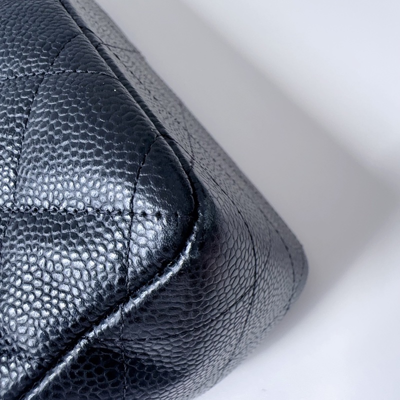 Chanel香奈兒 CF jumbo 荔枝牛黑銀-15