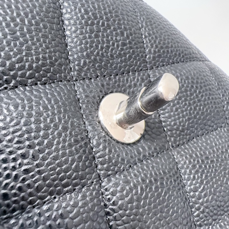 Chanel香奈兒 CF jumbo 荔枝牛黑銀-19