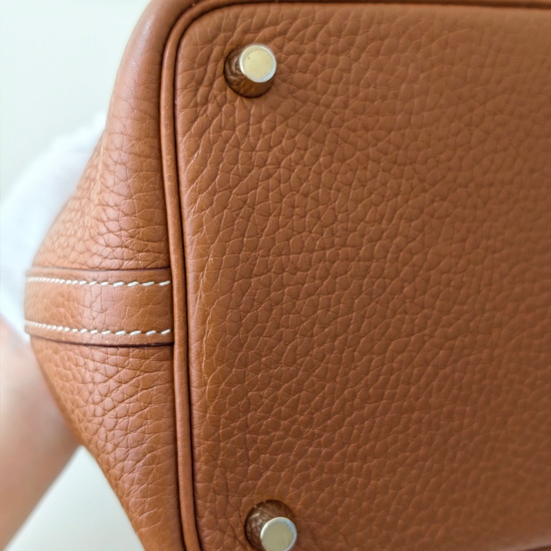 Hermes 愛馬仕 菜籃子18 金棕金扣c stamp-11