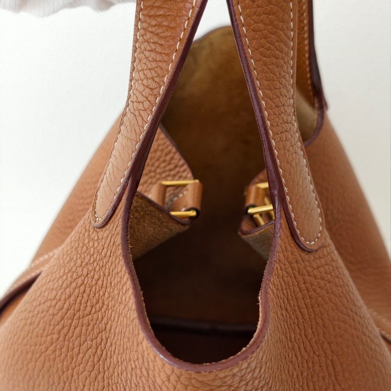 Hermes 愛馬仕 菜籃子18 金棕金扣c stamp-18
