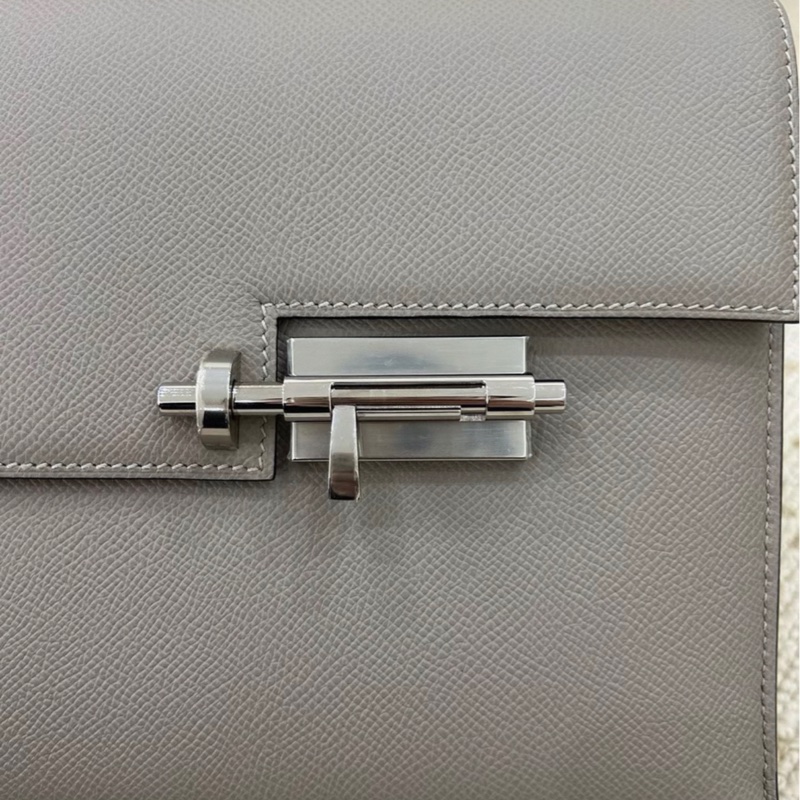 愛馬仕 Verrou 手槍包23銀河灰銀扣ep皮 C刻閒置帶膜單包-7