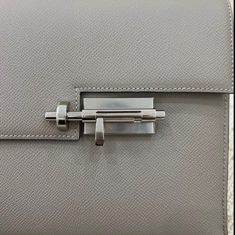 愛馬仕 Verrou 手槍包23銀河灰銀扣ep皮 C刻閒置帶膜單包-8