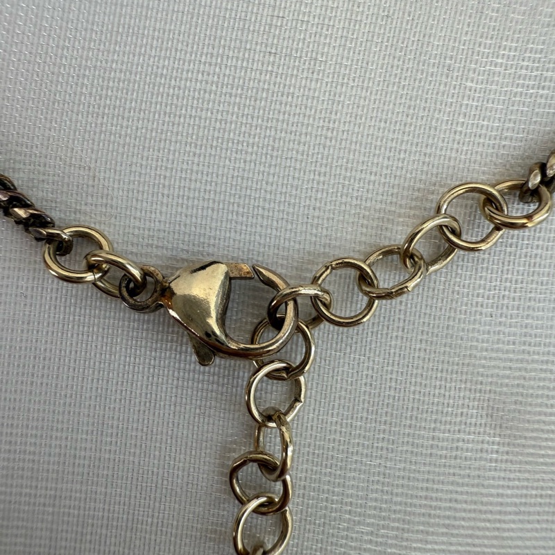 Chanel香奈兒 桃心黑白水鑽項鍊-10