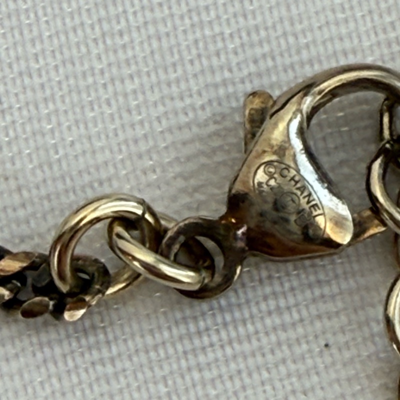 Chanel香奈兒 桃心黑白水鑽項鍊-12