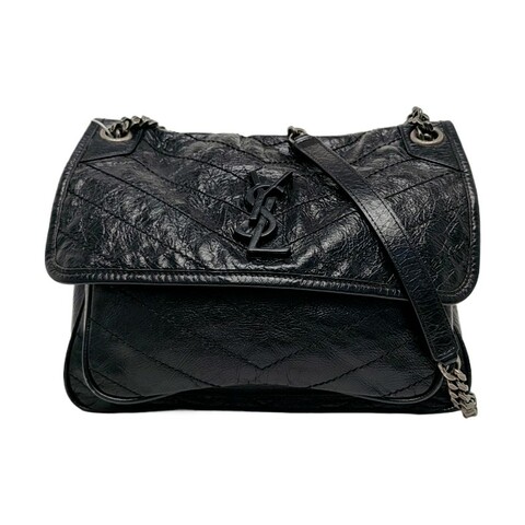 YSL NIKI 黑色油蠟皮中號 肩背包