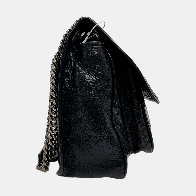 YSL NIKI 黑色油蠟皮中號 肩背包-2