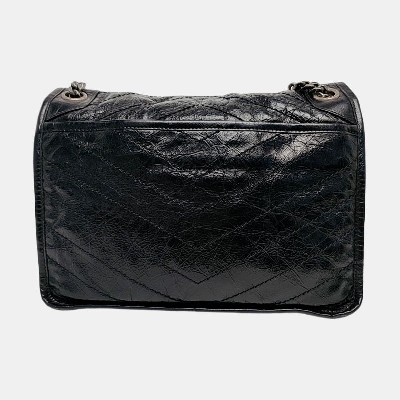 YSL NIKI 黑色油蠟皮中號 肩背包-3