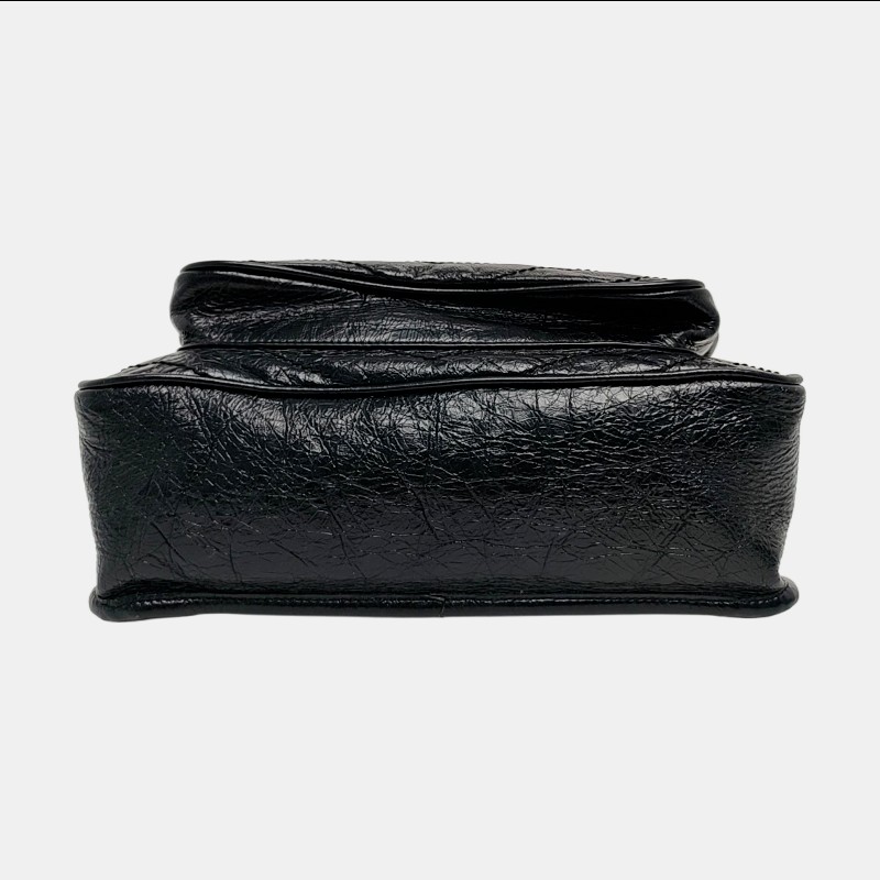 YSL NIKI 黑色油蠟皮中號 肩背包-4