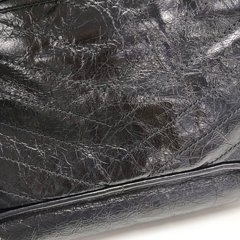 YSL NIKI 黑色油蠟皮中號 肩背包-9