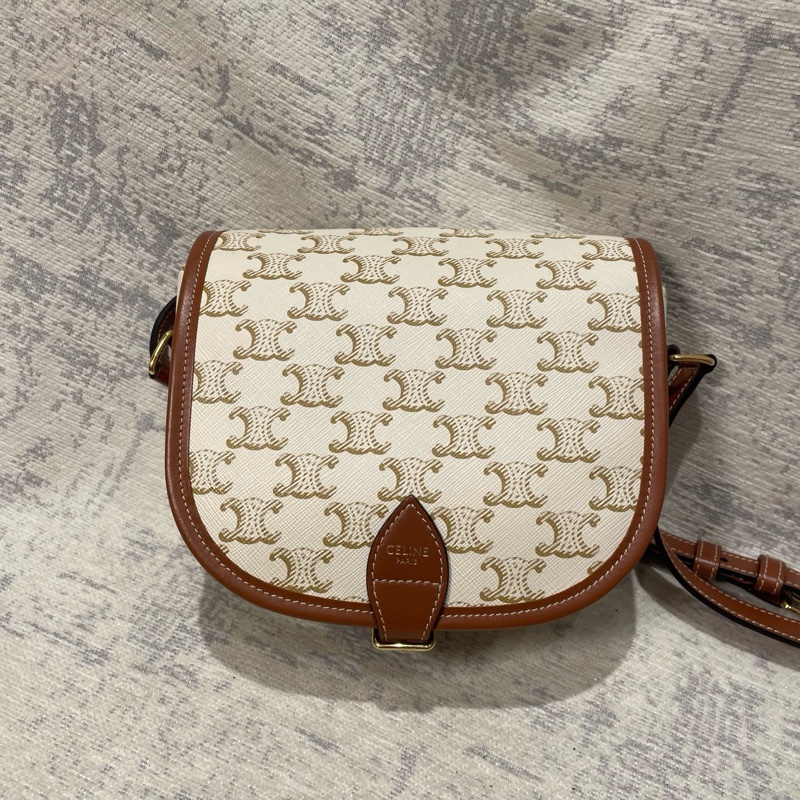 Celine 白色的老花 馬鞍包-0