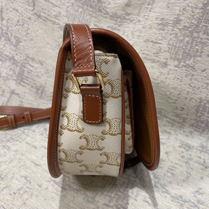 Celine 白色的老花 馬鞍包-5