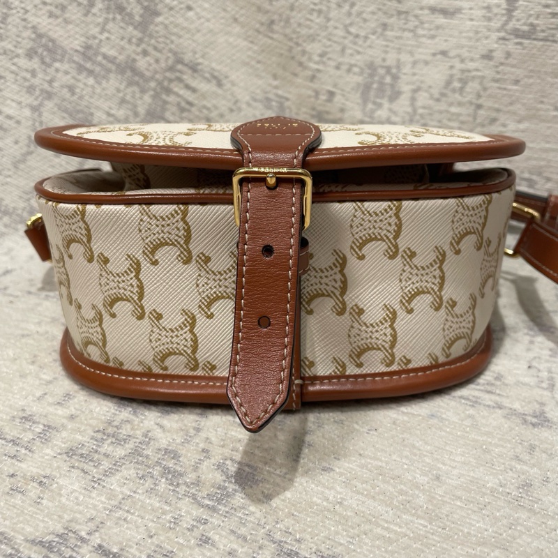 Celine 白色的老花 馬鞍包-6