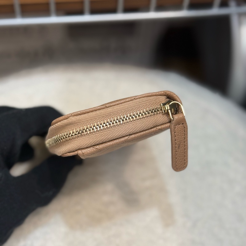 （閒置新）chanel 雙層荔枝拉鍊零錢包✨最新晶片款-2