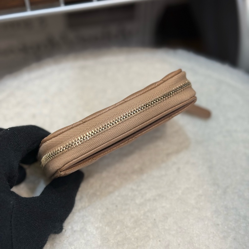 （閒置新）chanel 雙層荔枝拉鍊零錢包✨最新晶片款-3