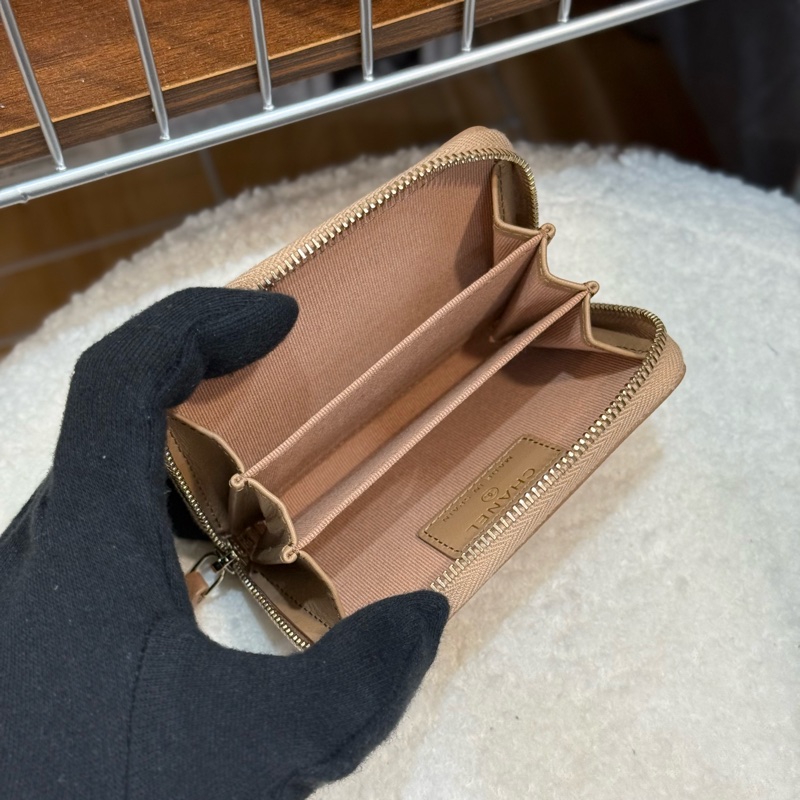 （閒置新）chanel 雙層荔枝拉鍊零錢包✨最新晶片款-5