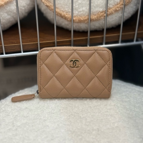 （閒置新）chanel 雙層荔枝拉鍊零錢包✨最新晶片款