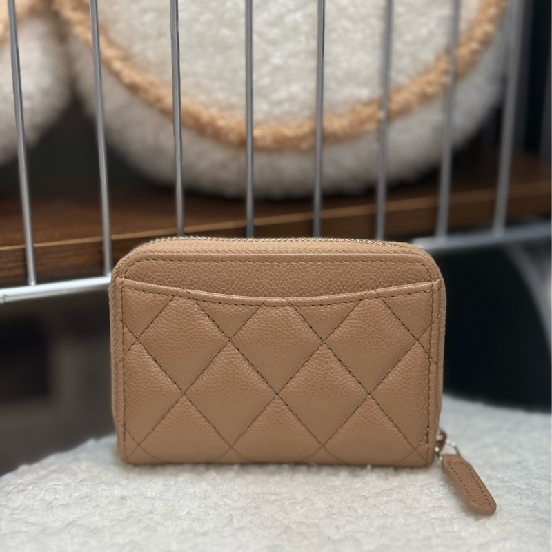 (閒置新)chanel 雙層荔枝拉鍊零錢包✨最新晶片款-1