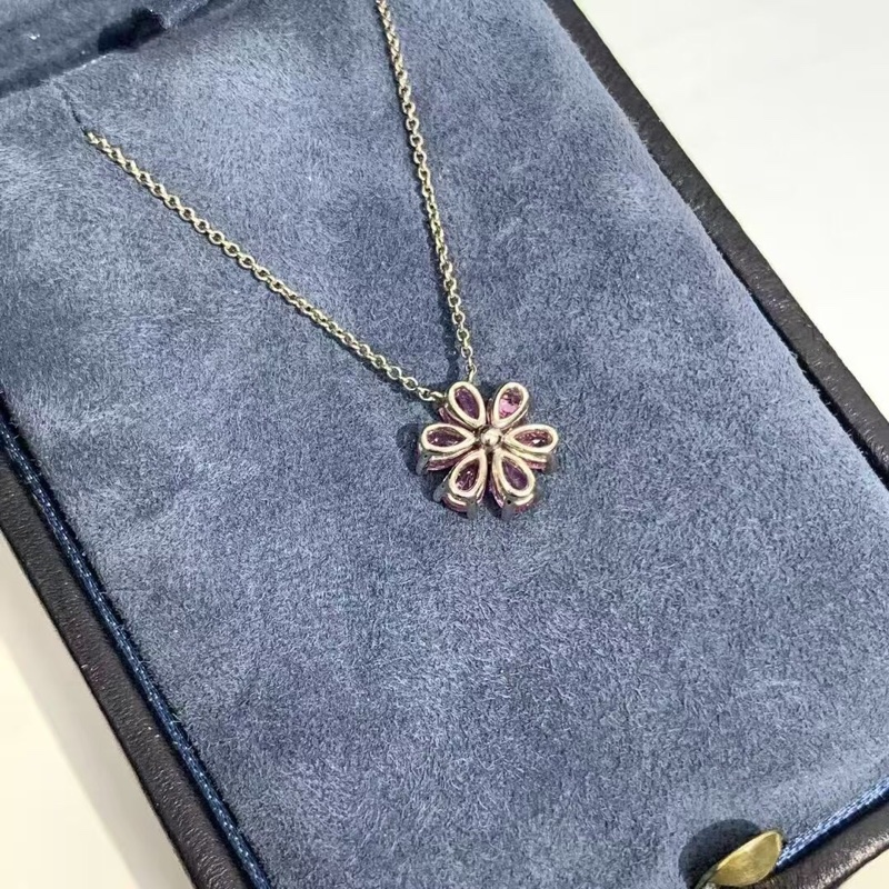 HARRY WINSTON海瑞溫斯頓勿忘我系列粉色藍寶石項鍊，配件盒子，2023購入-1