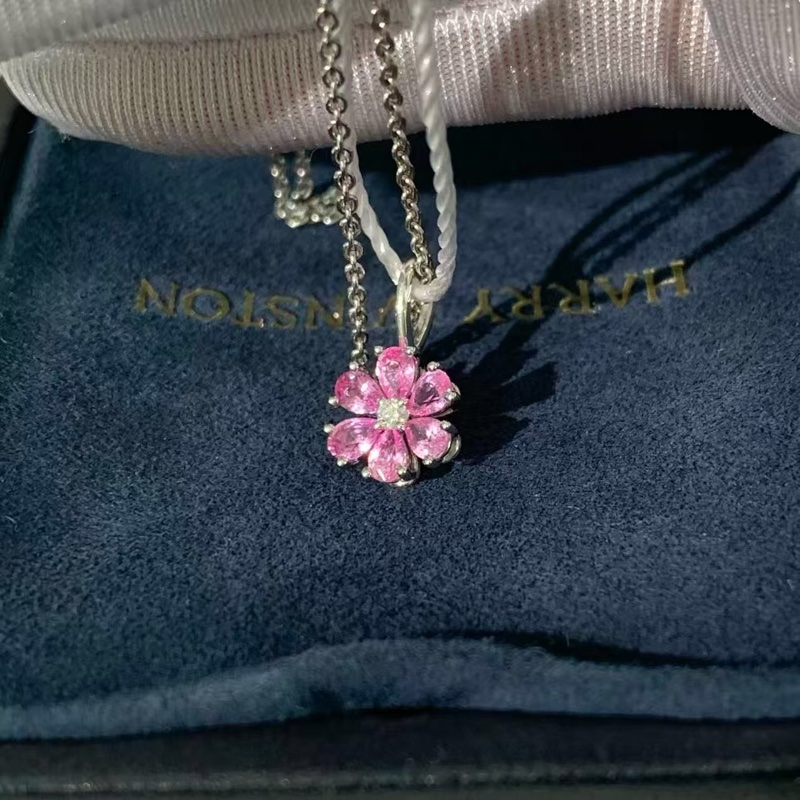 HARRY WINSTON海瑞溫斯頓勿忘我系列粉色藍寶石項鍊，配件盒子，2023購入-4