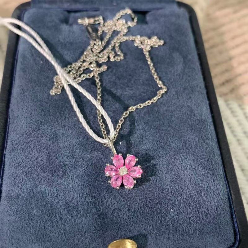 HARRY WINSTON海瑞溫斯頓勿忘我系列粉色藍寶石項鍊，配件盒子，2023購入-5