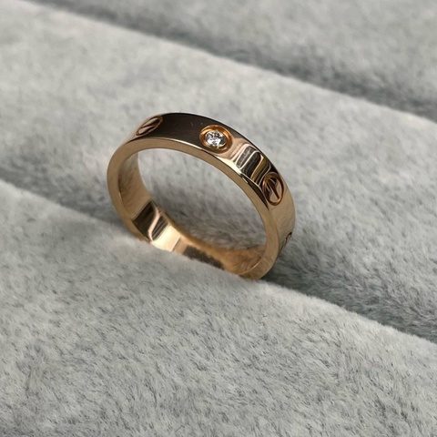 Cartier卡地亞 love系列鑲鑽窄版戒指 18k玫瑰金 尺寸49