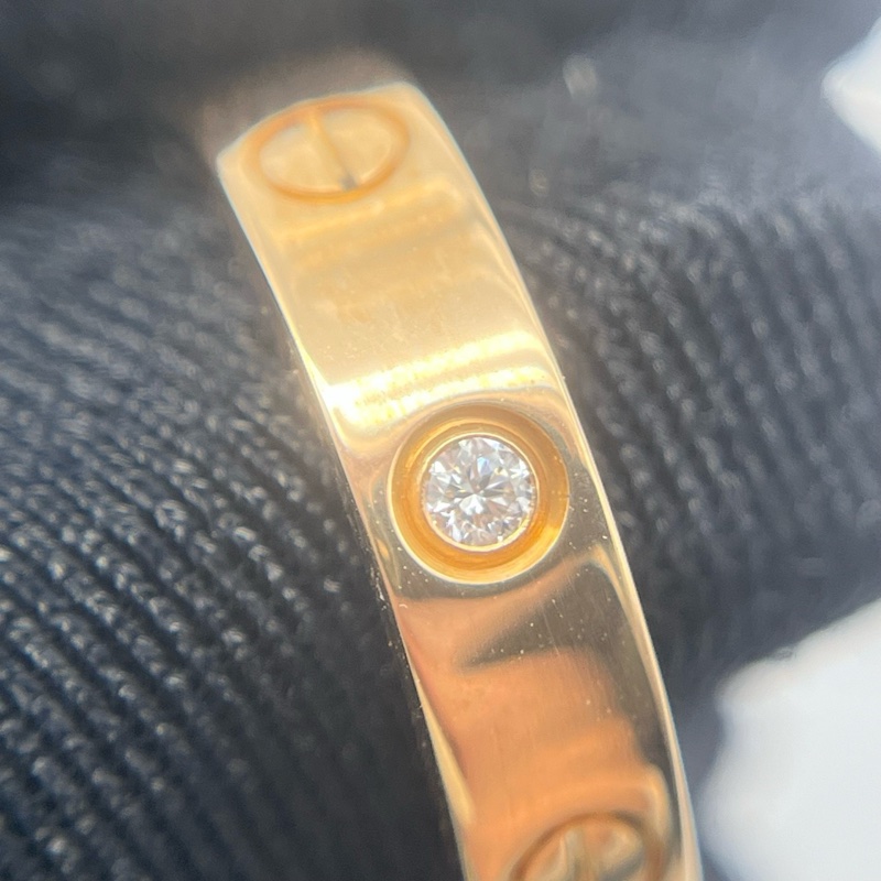 Cartier卡地亞 love系列鑲鑽窄版戒指 18k玫瑰金 尺寸49-5