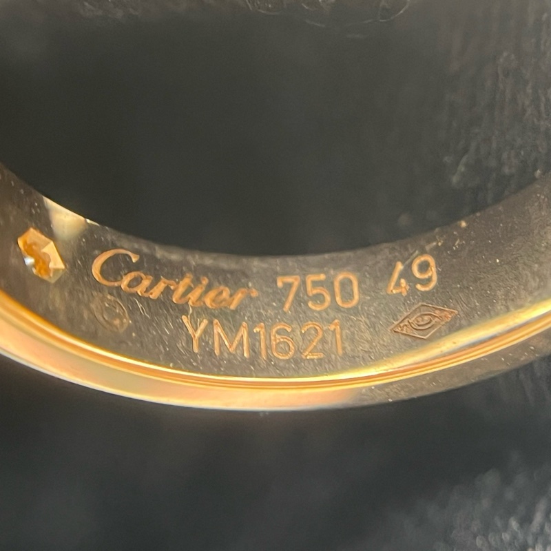Cartier卡地亞 love系列鑲鑽窄版戒指 18k玫瑰金 尺寸49-6