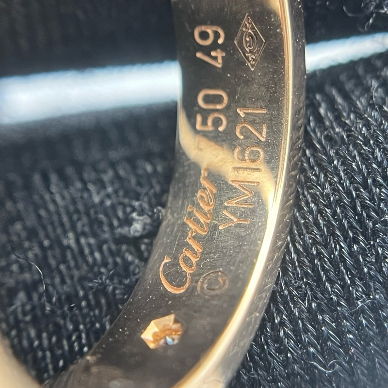 Cartier卡地亞 love系列鑲鑽窄版戒指 18k玫瑰金 尺寸49-7