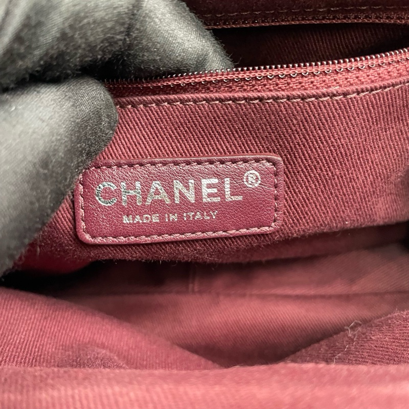 Chanel 黑銀全皮拼毛呢孟買系列保齡球鏈條包 鐳射18開 尺寸約26*15*14cm。-23