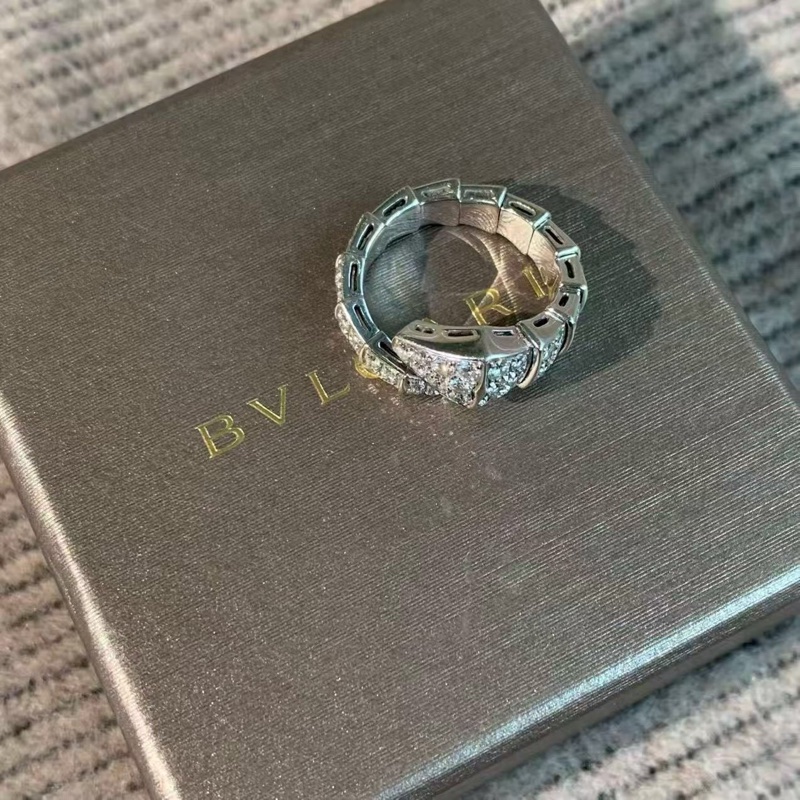 Bvlgari寶格麗 Serpenti系列 白金滿鑽寬版蛇戒 s 碼 2019 年購入-2