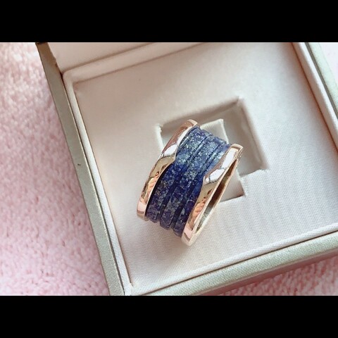 BVLGARI 青金石玫瑰金四環戒指 53號