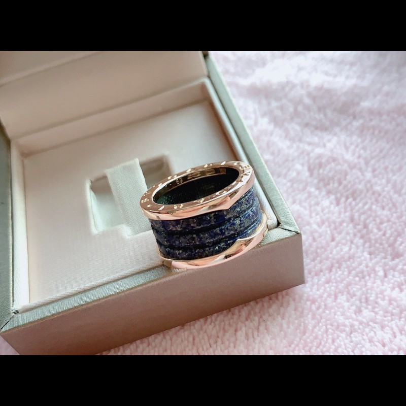BVLGARI 青金石玫瑰金四環戒指 53號-2