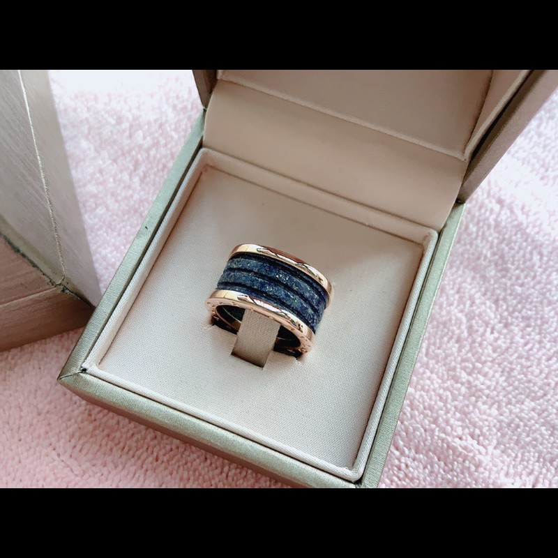 BVLGARI 青金石玫瑰金四環戒指 53號-3