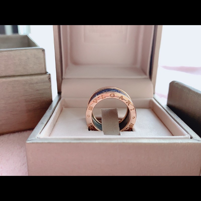 BVLGARI 青金石玫瑰金四環戒指 53號-6