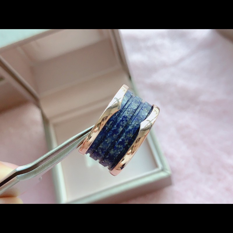 BVLGARI 青金石玫瑰金四環戒指 53號-7