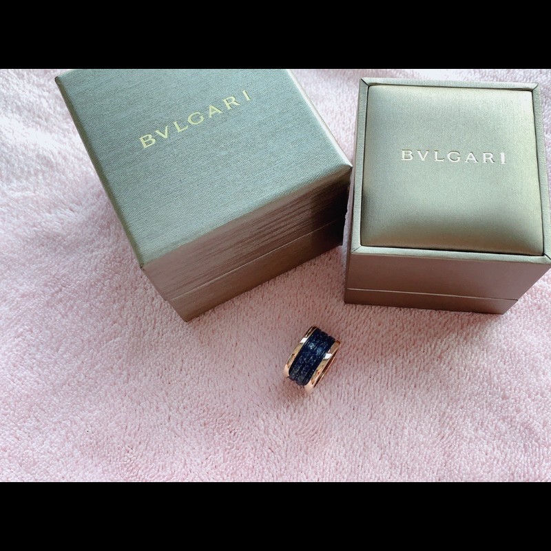 BVLGARI 青金石玫瑰金四環戒指 53號-9