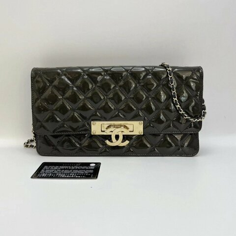 CHANEL漆皮WOC經典雙C扣肩背斜背鏈條包 26*14*6 98新配件保卡塵袋
