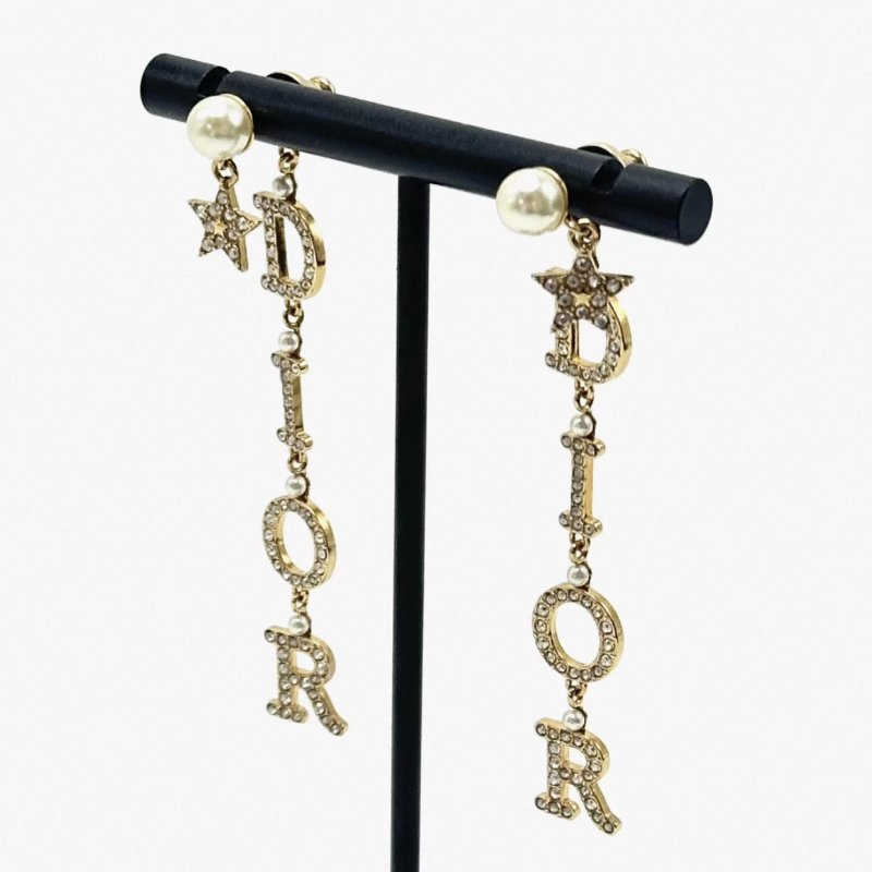 DIOR 星星水鑽流蘇字母耳釘98新-1