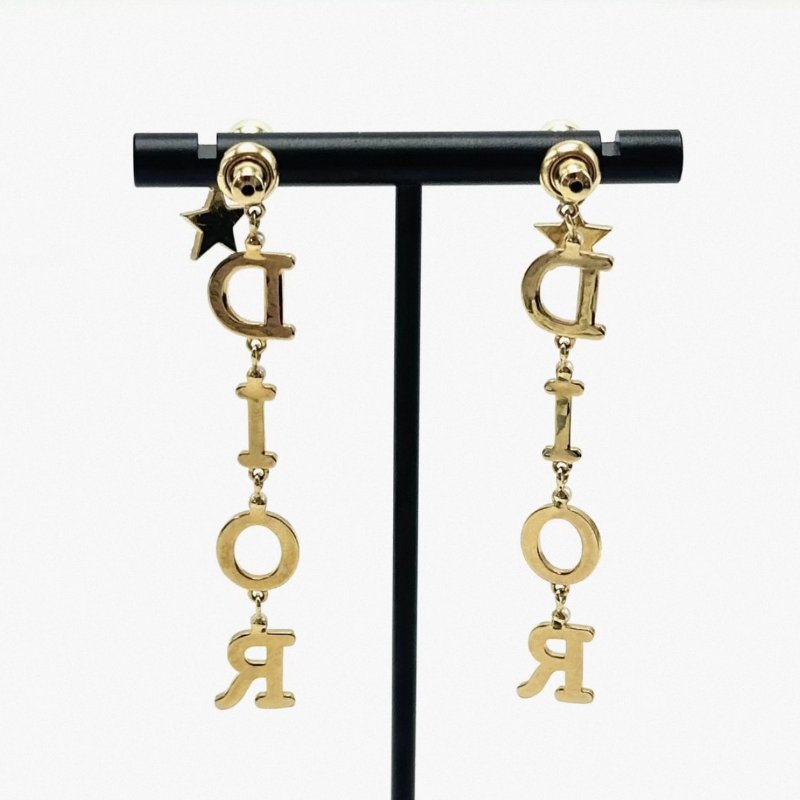 DIOR 星星水鑽流蘇字母耳釘98新-2