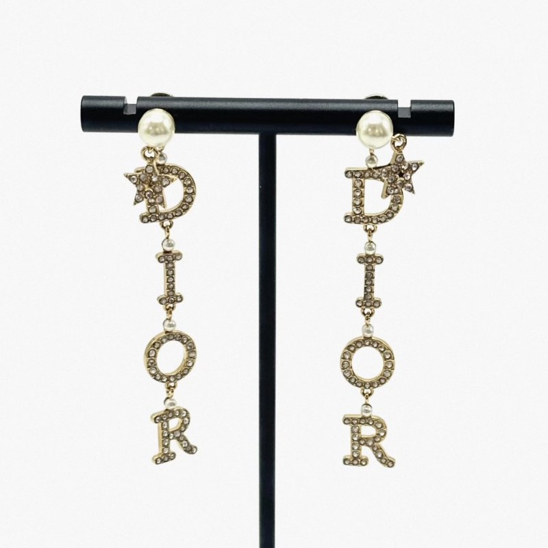 DIOR 星星水鑽流蘇字母耳釘98新-4