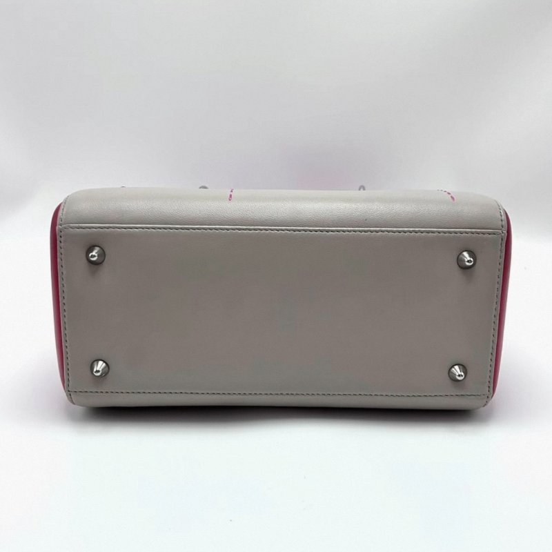 DIOR 拼色銀扣五格戴妃手提斜背包 24*20*12 98新配件塵袋-3